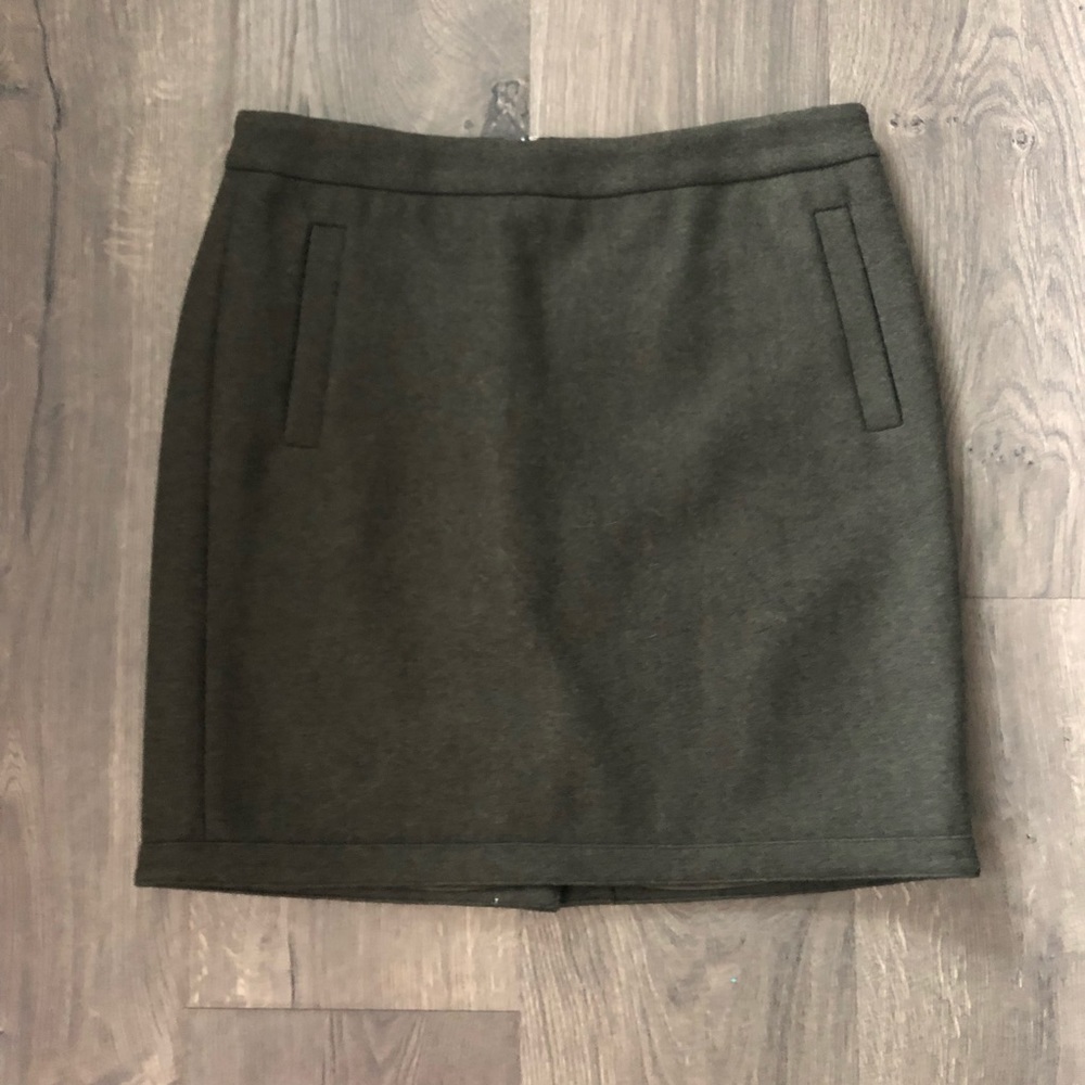 LOFT Olive Mini Skirt with Front Welt Pockets